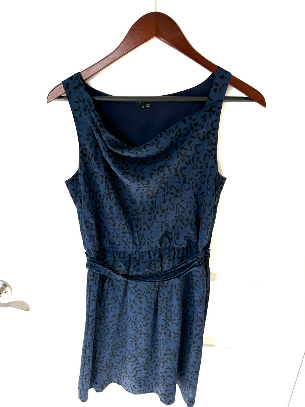Theory Animal Print Silk Square Neck Dress Size 2